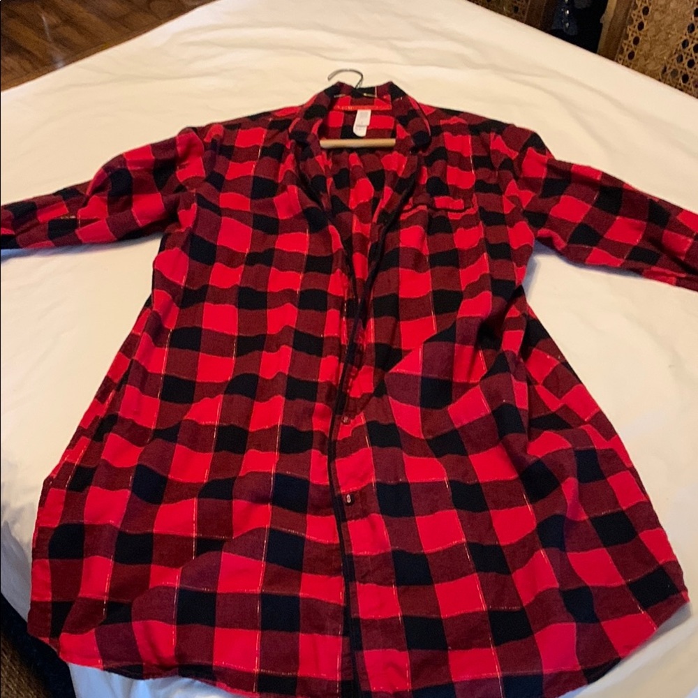 Stars Above Red and Black Plaid Pajama Top